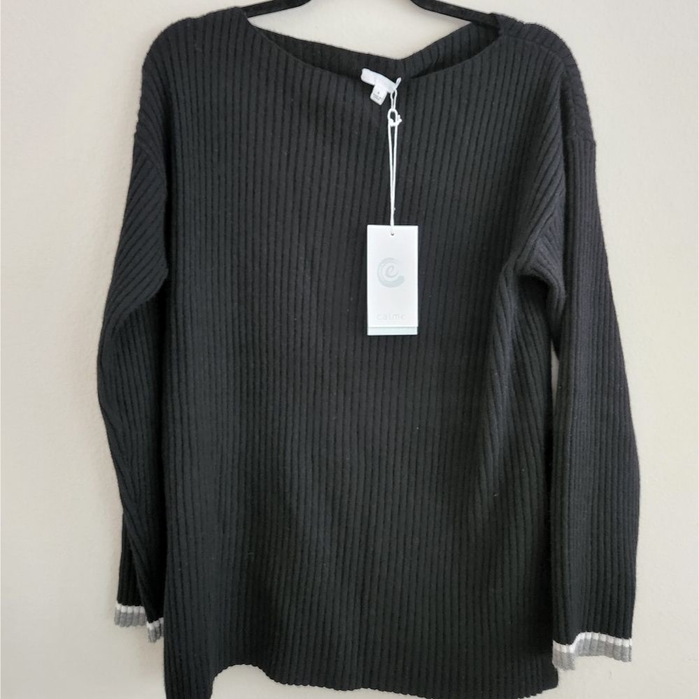 Johnny Was Calme Cashmere Oversize Ribbed Tunic Black | Size S